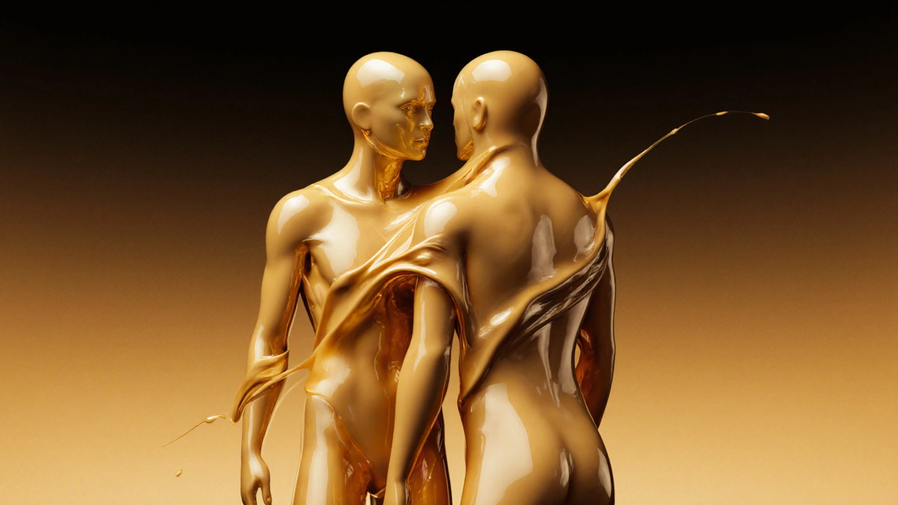 Abstract representation of two bodies in harmonious motion, symbolizing deep therapeutic connection.