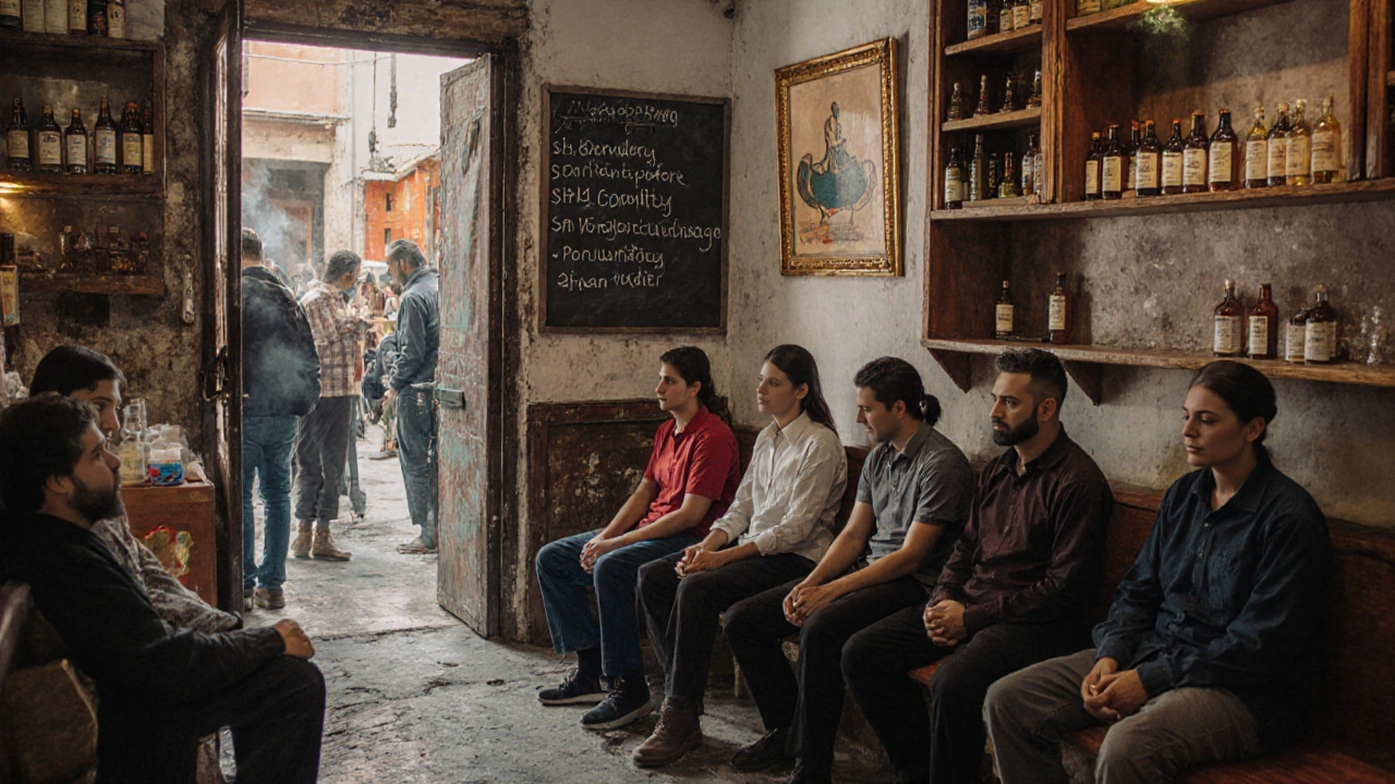 Locals and tourists waiting for affordable massages in a cozy Fatih shop beside a bakery.