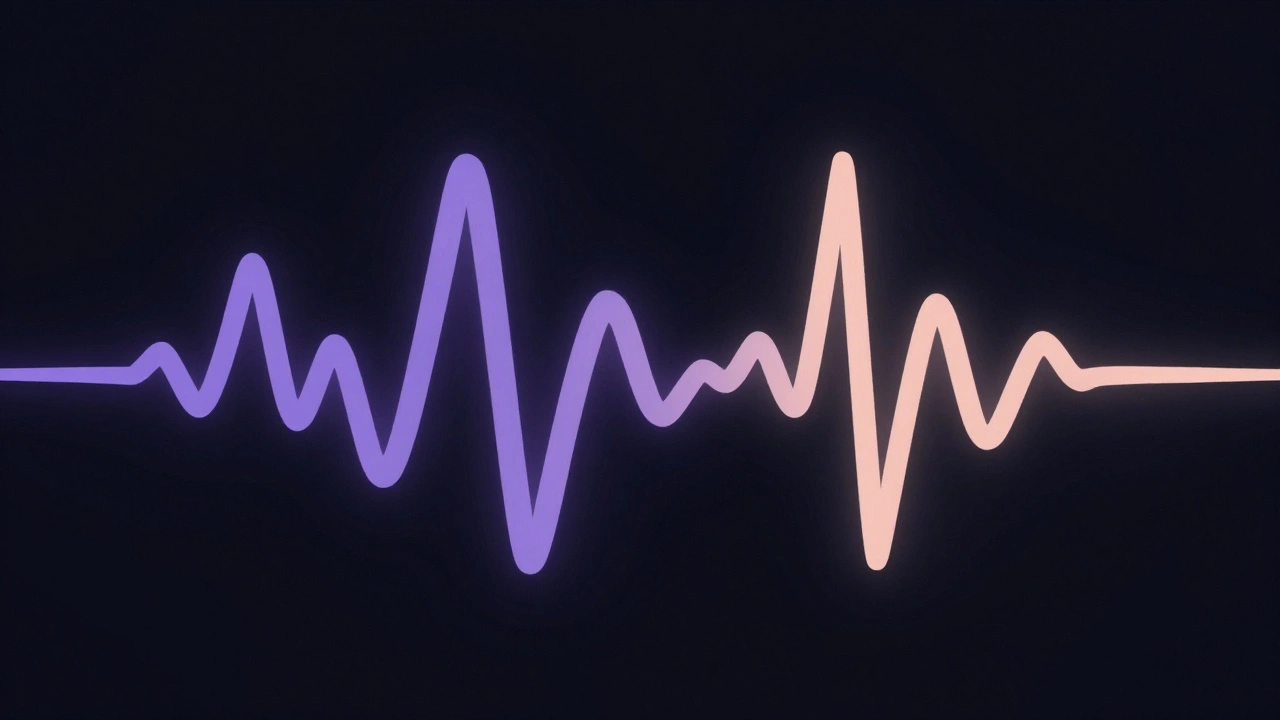 Abstract sine waves shifting from navy to lavender in void